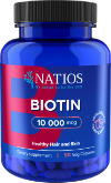 NATIOS Biotin, 10 000 mcg, Extra Strength, 90 veganských kapslí